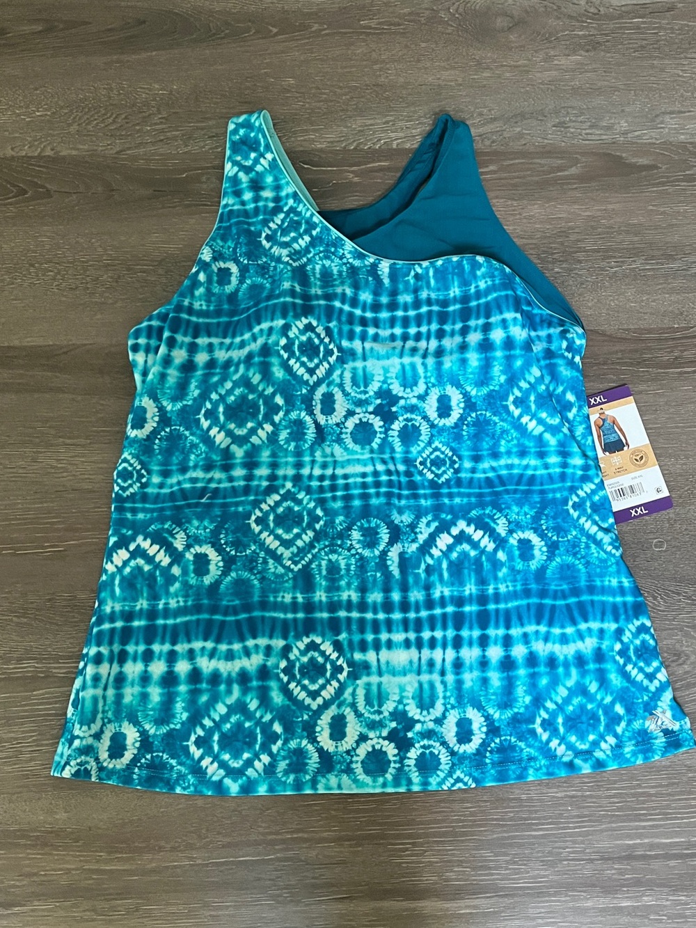 Women’s Teal Tie-Dye Swim Tankini Top